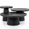Puinen Pyöreä Sohvapöytä Ron Musta 3 Kokoa