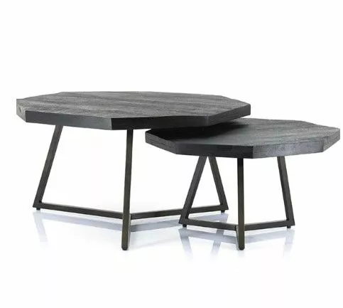 Sohvapöytä Setti Octagon 1646 Musta 1 Sohvapöytä Setti Octagon 1646 Musta