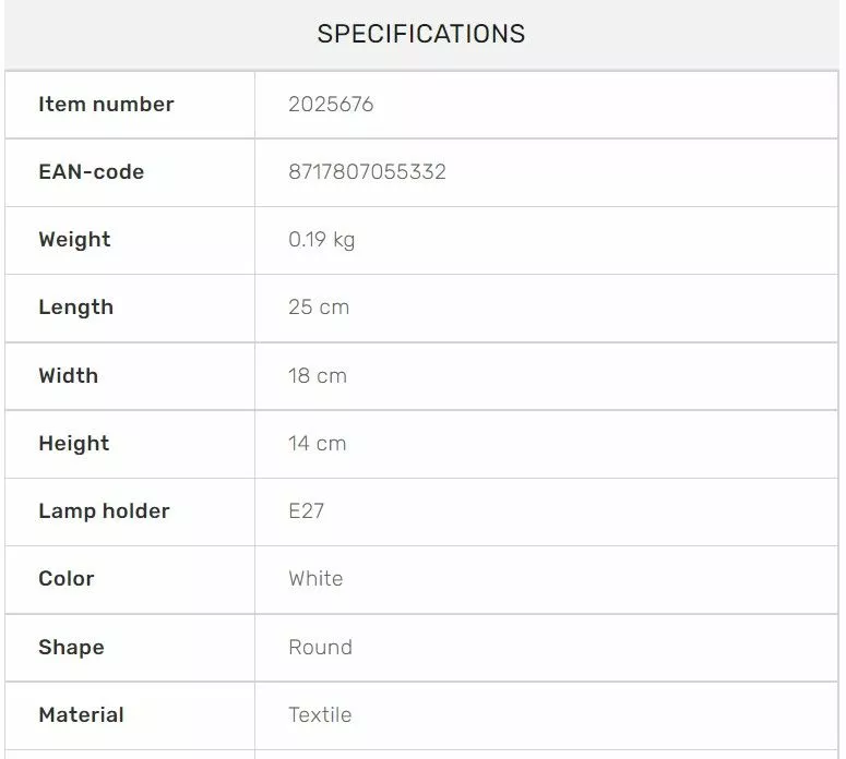 Valkoinen Varjostin Polycotton 25-18-14 Cm 2 Valkoinen Varjostin Polycotton 25-18-14 Cm - Image 2