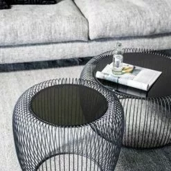 Pyöreä Sohvapöytä Lasikannella Ribca S -Ruokapöydät Verkäufe pyorea sohvapoyta sivupoyta metallia ribca s m